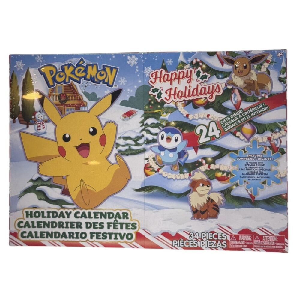 Pokémon Holiday Advent Calendar – 34 Piece Set Figures Jazzware Exclusive New